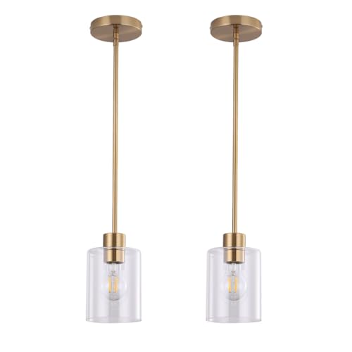Brass pendant lights, set of 2, farmhouse kitchen decor fixture