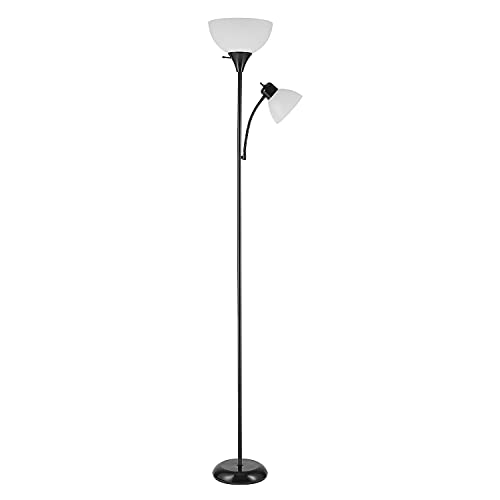 72-inch slim torchiere floor lamp with adjustable reading light, easy assembly