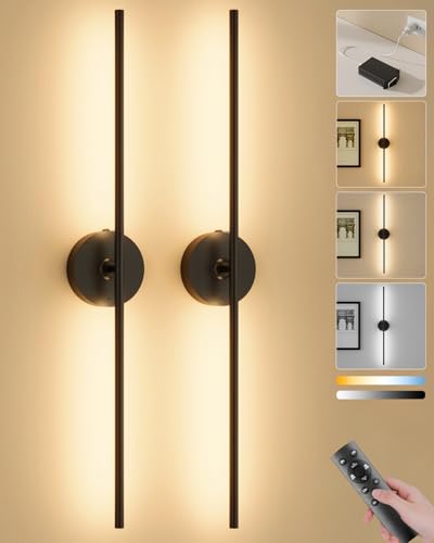 Set of 2 wireless rechargeable wall sconces, dimmable for home decor
