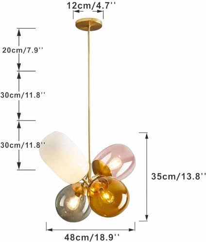 Stained Glass Globe Pendant Chandelier in Gold for Kids Room Decor