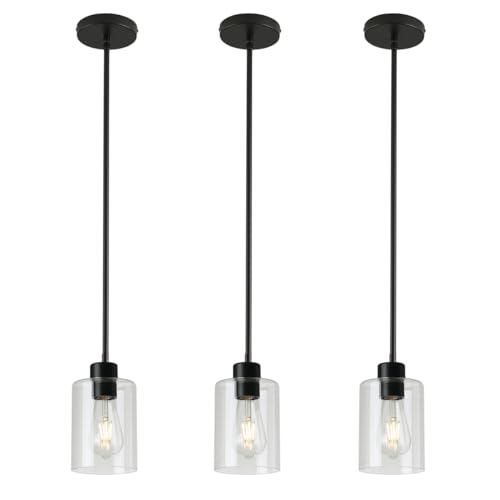 Matte black pendant lights, set of 3, farmhouse kitchen decor fixture