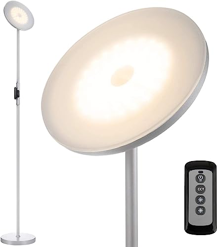 Modern torchiere floor lamp with 2400LM LED and 3 color temperatures