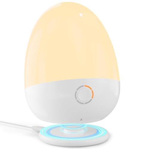Egg-shaped touch night light with feeding timer and 3 dimmable color temperatures
