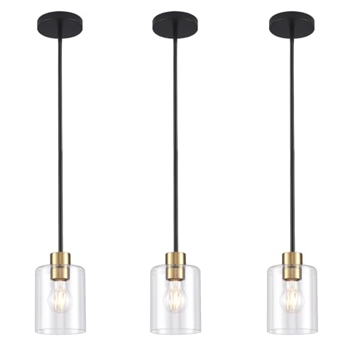Black and gold pendant light set of 3 for kitchen island decor