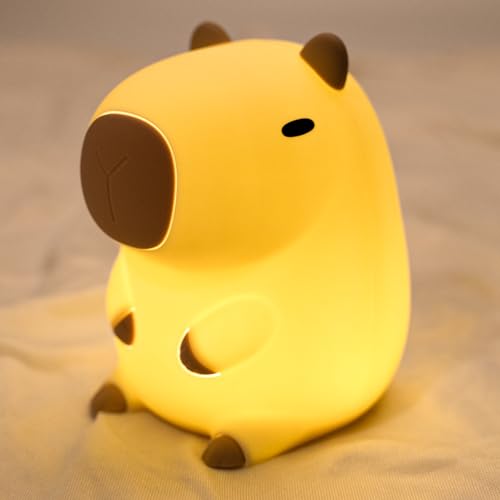 Squishy capybara silicone night light with touch sensor, rechargeable