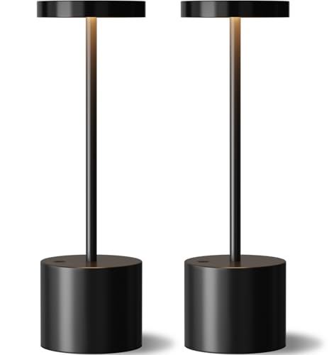 Set of 2 cordless rechargeable table lamps for patio dining