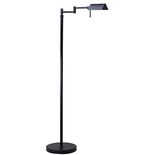 Adjustable pharmacy-style floor lamp with 360-degree swing arm