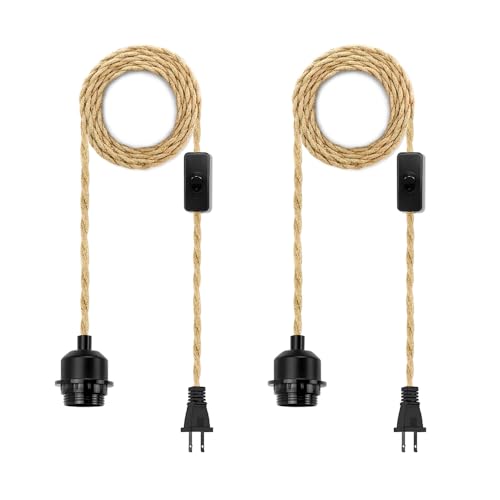 Hemp rope pendant light cord kit, 2-pack, farmhouse decor