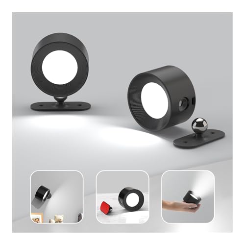 Set of 2 rechargeable LED wall sconces with 360-degree rotation for home decor