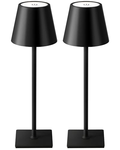 2-pack cordless LED table lamps with 3-color stepless dimming