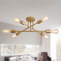 Gold Sputnik 6-Light Semi Flush Mount Ceiling Fixture for Decor