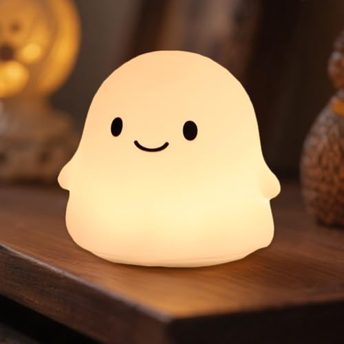 Squishy ghost night light for kids with timer, rechargeable