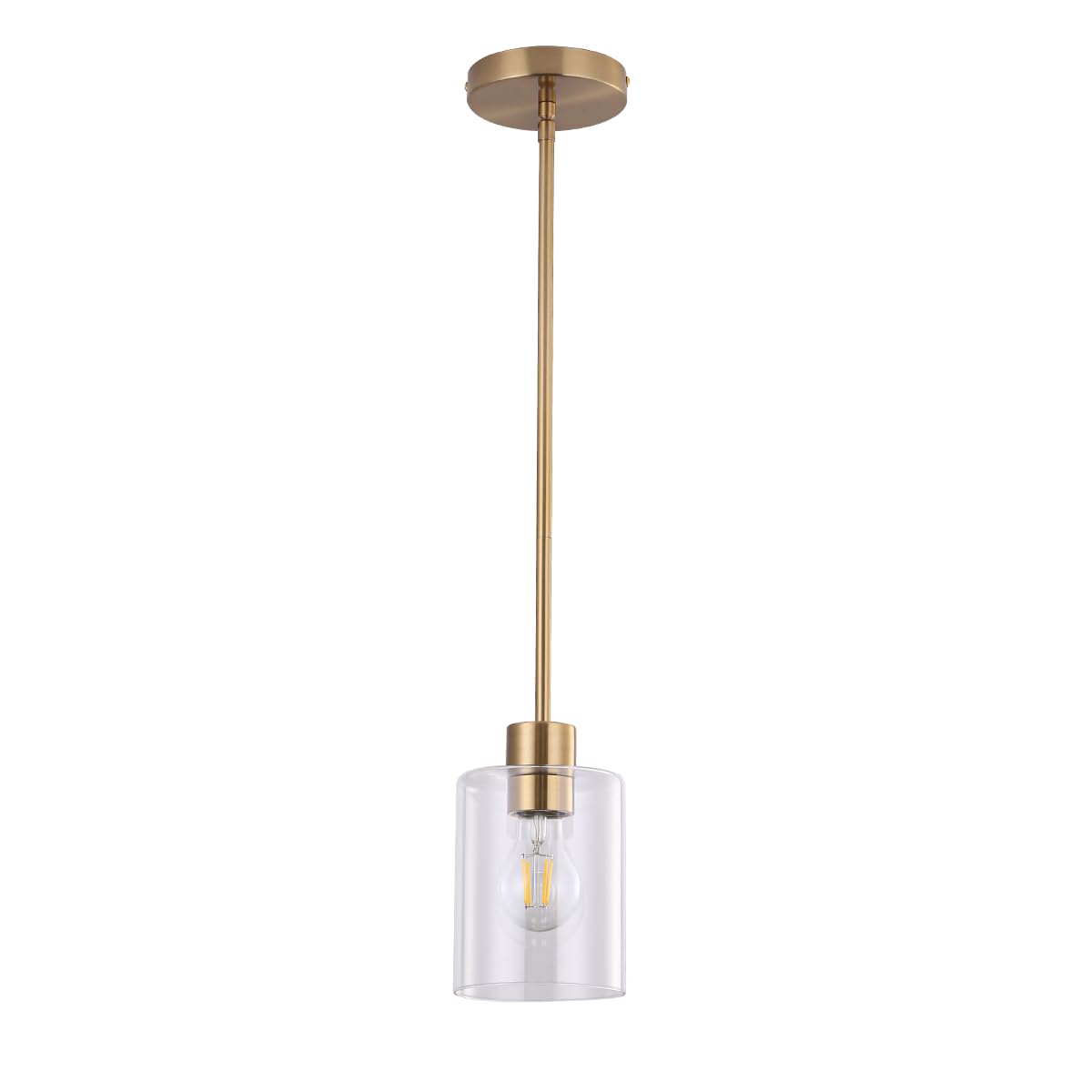 Brass pendant light, adjustable rod, farmhouse kitchen decor