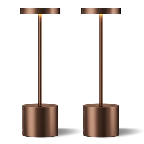 Cordless rechargeable table lamp set with touch dimming