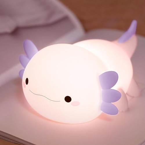 Silicone axolotl night light with soft-touch design for kids