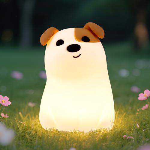 Squishy puppy silicone night light with RGB mode and adjustable brightness