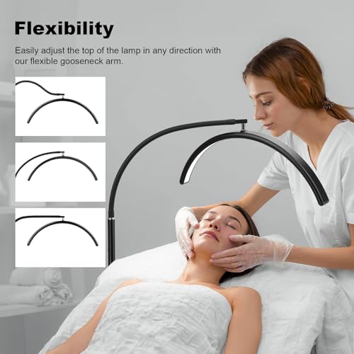 Shadow-free half-moon LED floor lamp for lash techs, estheticians