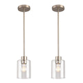 Set of 2 brushed nickel mini pendant lights for kitchen island decor