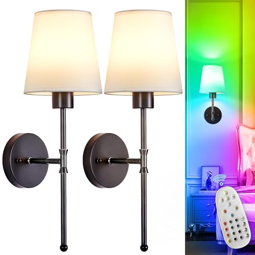 Rechargeable wireless wall sconces, set of 2, home decor lighting