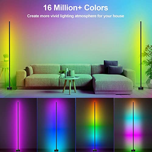 Smart RGB corner floor lamp with app and remote control, 2-pack