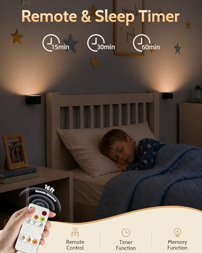 Rechargeable wall sconce lights for home decor, set of 2