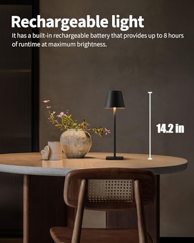 2-pack cordless LED table lamps with 3-color stepless dimming