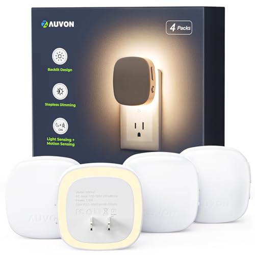 Plug-in LED night light 4-pack with motion and dusk to dawn sensor