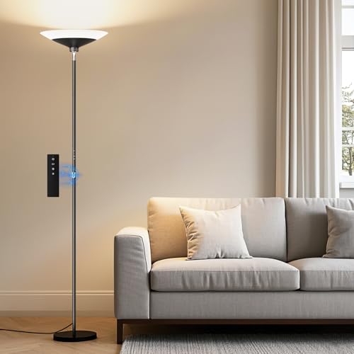 72-inch torchiere floor lamp with dimmable 3000-6500K LED and remote control