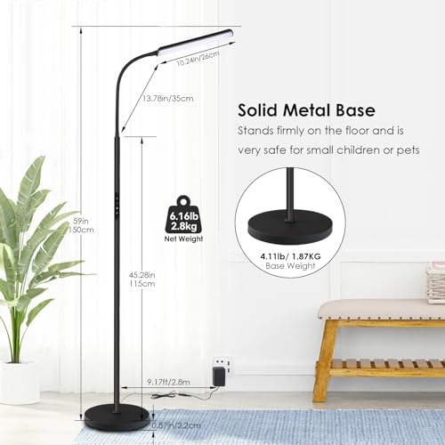 15W LED floor lamp with 1-hour timer and stepless dimming