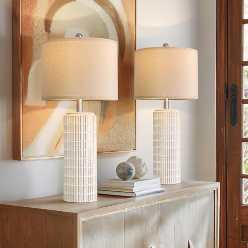 Set of 2 tall ceramic table lamps for bedside and living decor