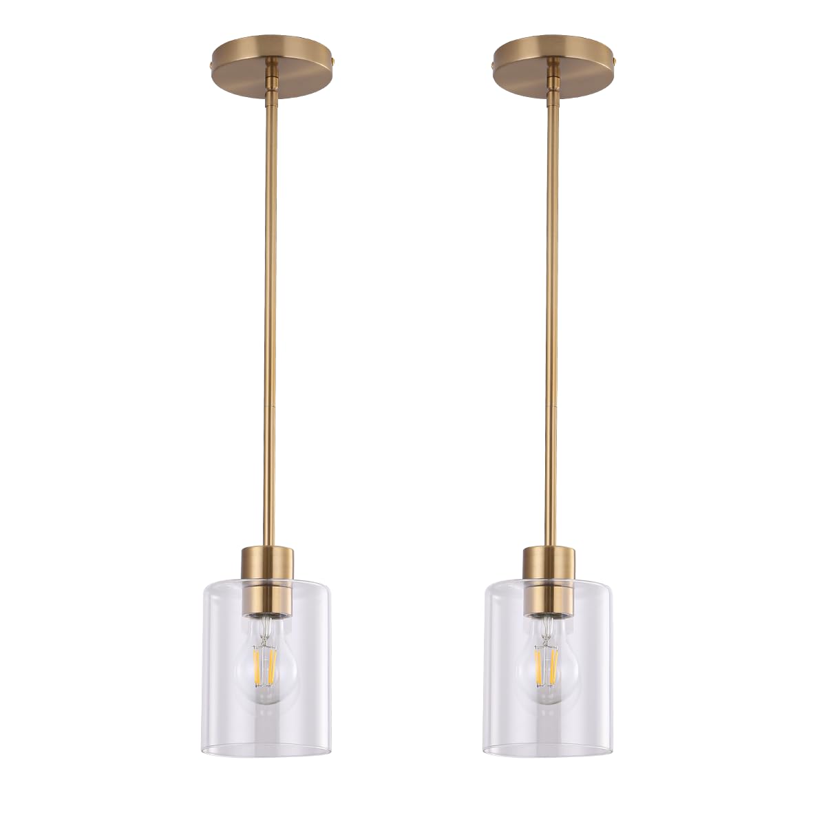 Brass pendant lights, set of 2, farmhouse kitchen decor fixture