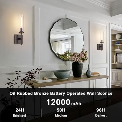 Oil-rubbed bronze cordless wall sconce set for home decor