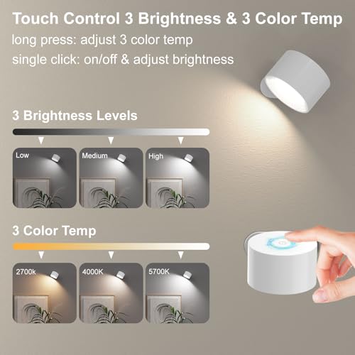 Cordless rechargeable wall sconce 2-pack for home decor
