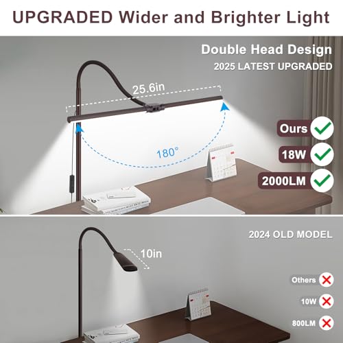 Dual-head gooseneck LED floor lamp for craft and detail work