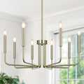 6-light brass farmhouse chandelier for dining room decor, candle style