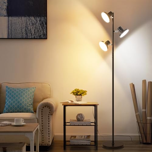36W LED Tree Floor Lamp with 3 Rotatable Heads & 4 Color Temperatures