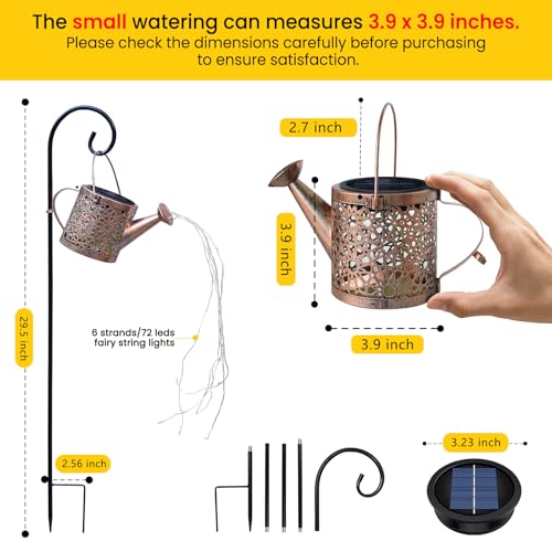 Solar metal watering can outdoor string light for garden patio decor