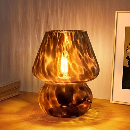 Vintage mushroom-style glass table lamp with stepless dimming