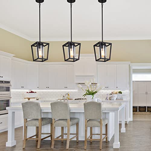 Black Farmhouse 1-Light Kitchen Island Pendant for Home Decor