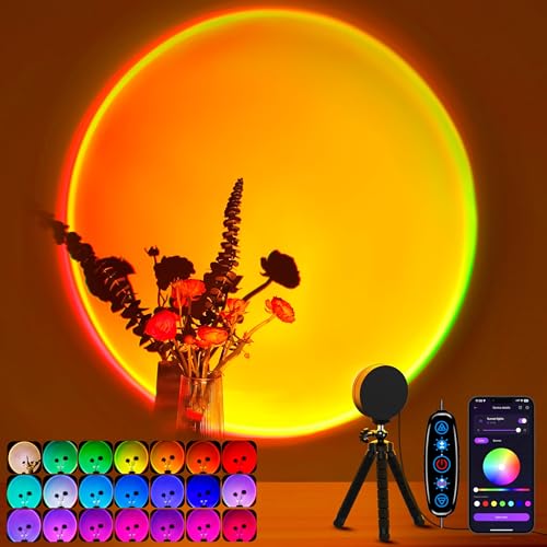 Sunset projection night light with app control and 360-degree rotation