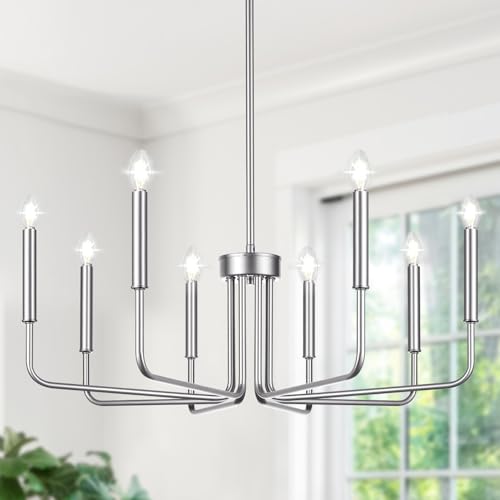 8-light brushed nickel industrial farmhouse chandelier for decor