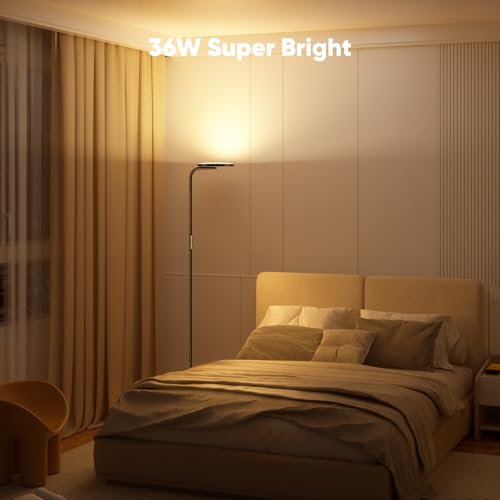 36W LED torchiere floor lamp with remote control and rotating head