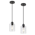 Clear glass cylinder pendant light 2-pack for kitchen island decor
