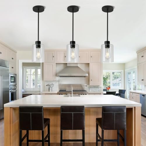 Matte black pendant lights, set of 3, farmhouse kitchen decor fixture