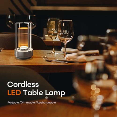 Portable metal table lamp for indoor and outdoor use, 2-pack
