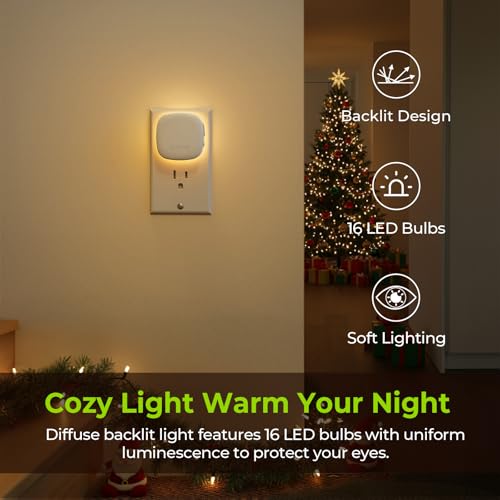 Plug-In LED Night Light with Motion & Dusk-to-Dawn Sensor, 2-Pack