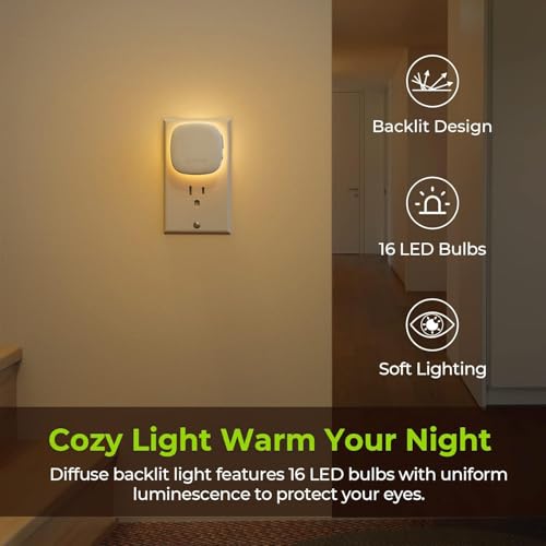 Plug-in LED night light 4-pack with motion and dusk to dawn sensor