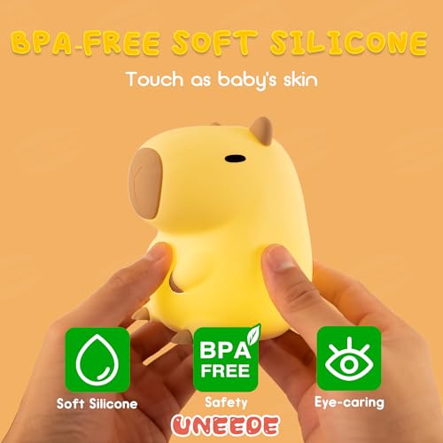 Squishy capybara silicone night light with touch sensor, rechargeable