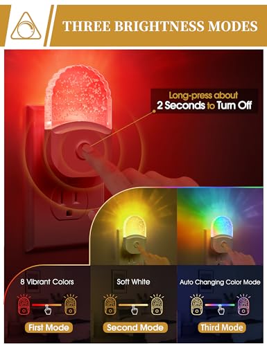 8-color RGB plug-in night light with dusk-to-dawn sensor, 4-pack