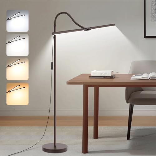 Dual-head gooseneck LED floor lamp for craft and detail work